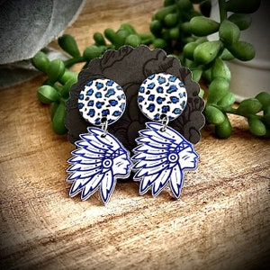 Warrior Earrings, Warrior Dangle Earrings, OCHS Jewelry, Custom Game Day Jewelry, Oconee, Teacher Gift, Gift for Mom, Gift for Wife