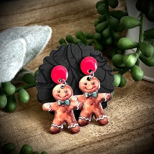 Gingerbread Man Earrings, Christmas Dangles, Gingerbread Earrings, Vintage Christmas, Christmas Earrings, Gingerbread Man, Gift for Her