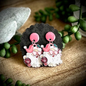 Santa Claus Earrings, Christmas Studs, Retro Santa, Disco Santa, Vintage Santa Claus, Christmas Earrings, Santa Studs, Gift for Her