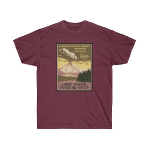 Camiseta del Parque Volcánico Lassen – Camiseta con póster del Parque Nacional – Camiseta retro de senderismo volcánica