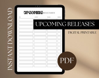 Upcoming Book Releases Tracker / Book Lover Calendar, New Book Releases, Pre-order Books Tracker, Early Releases, Book Release Template