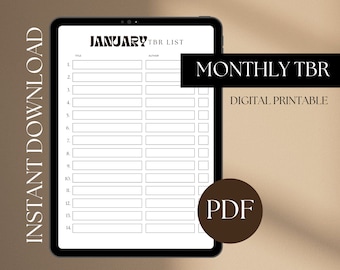 Lista TBR mensual / Plantilla de lista tbr mensual, Lista de libros de lectura, Seguimiento para leer, Lista para leer, Plantilla para leer, TBR imprimible