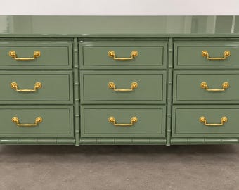 Vintage faux bamboo 9 drawer dresser