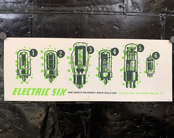 Póster de edición limitada de Electric Six y She Wants Revenge para marzo de 2006, realizado por Powerhouse Factories