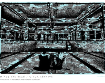 Minus The Bear y Circa Survive Póster del concierto de edición limitada de marzo de 2013 de Powerhouse Factories