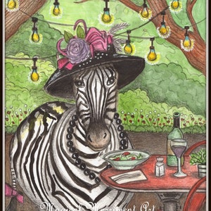 Notecard, Prints, Celebration Zebra, theekransje, verjaardag, jubileum, vriendschap, plezier, het is feest.