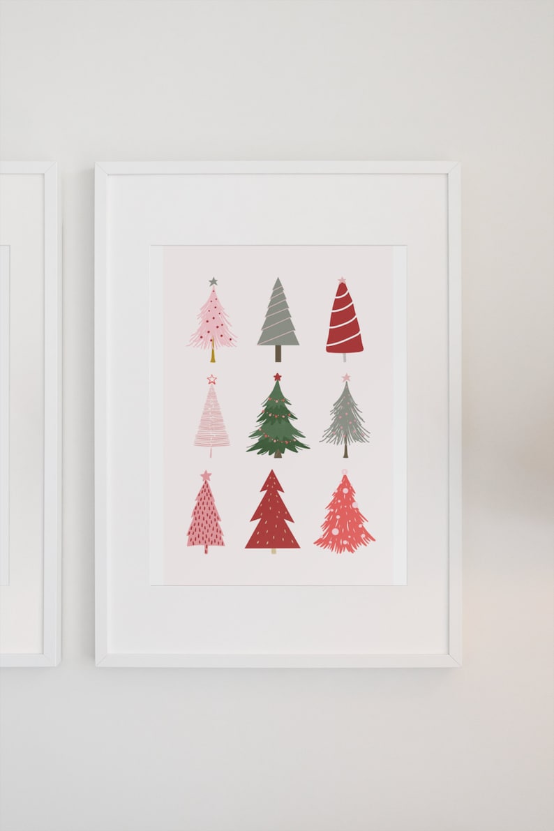 Christmas Tree Art Print Holiday Wall Art Minimal Etsy