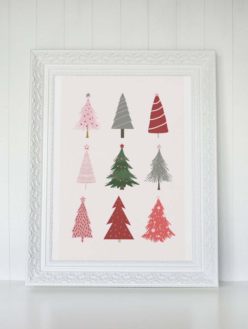 Christmas Tree Art Print Holiday Wall Art Minimal Etsy