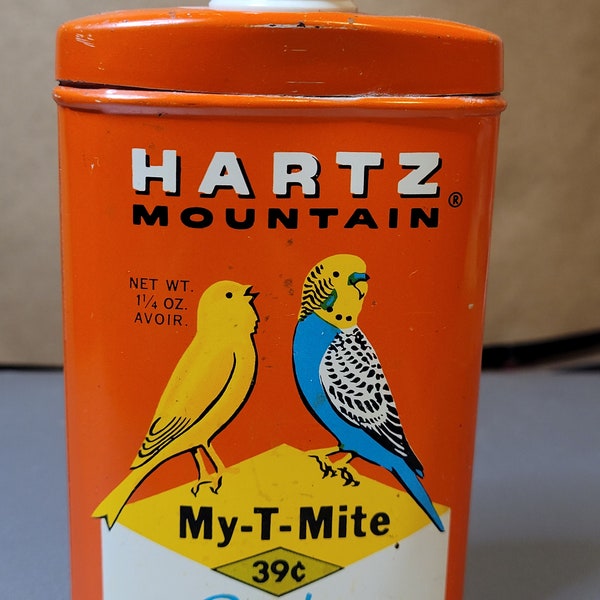 VTG Hartz Mountain Parakeet Canary MY-T-MITE Powder Pet Tin