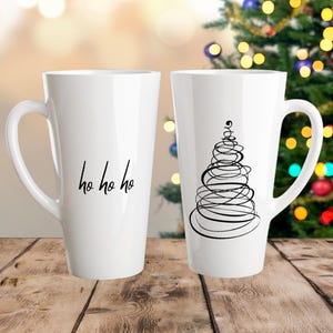 Christmas Mug ho ho ho – Perfect for Christmas, Christmas Tree Design, White Latte Mug 17oz
