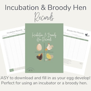 Incubation & Broody Hen Records | Incubation Tracker | Hatching Eggs | Incubation Calendar | Digital Download