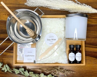 Relaxation candle kit, Soy wax candle crafting box, 8.5 oz glass candle, fragrance oil, DIY kit