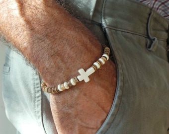 Bead Bracelet | Mens Cross Bracelet | Jewelry Gift for Men | Boyfriend Gift