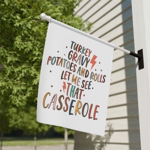 Funny Thanksgiving Flag, Casserole Turkey Thanksgiving House Flag, Thanksgiving Garden Flag Double Sided, Thanksgiving Flag, Thankful Decor