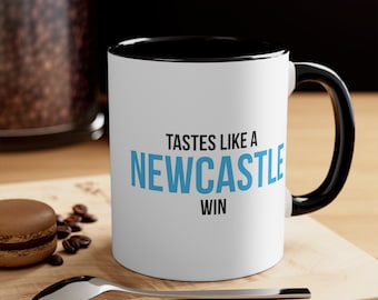 Taza de Newcastle, Sabe a victoria de Newcastle, aficionado de Newcastle, taza de fútbol, taza de aficionado al fútbol, regalo de fútbol, taza de fútbol, regalos de Newcastle, Inglaterra