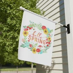 Hello Spring Flag, Spring House Flag, Spring Garden Flag, Spring Decor, Yard Flag, Spring Gifts, Spring Decorations, Pastel Floral Flag Gift