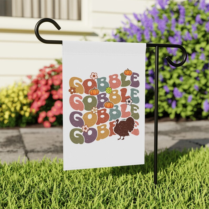 Gobble Gobble Flag, Funny Thanksgiving Flag, Turkey Flag, Thanksgiving House Flag, Thanksgiving Garden Flag, Thanksgiving Flag, Turkey Decor image 3