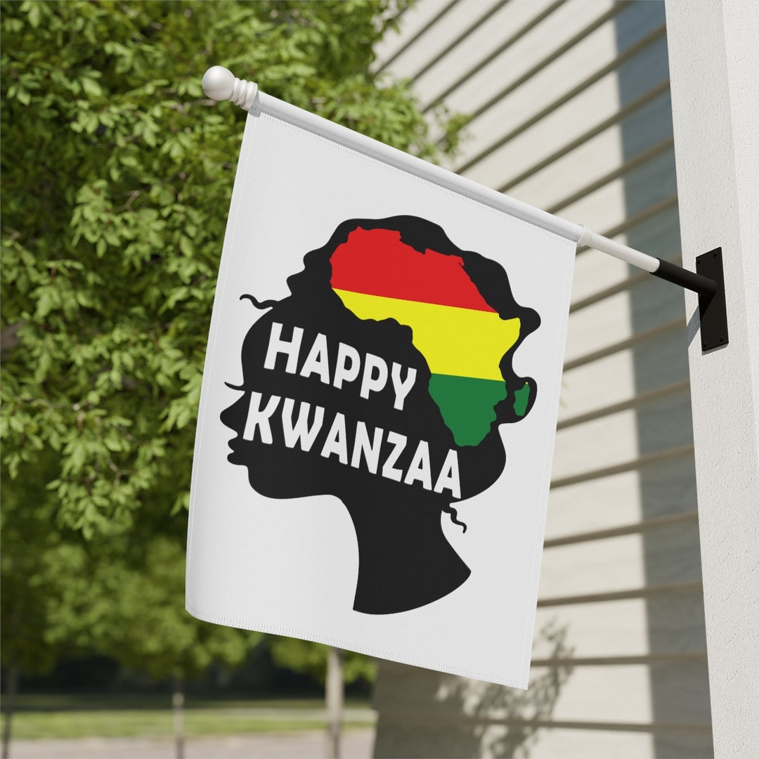 Happy Kwanzaa Flag, Kwanzaa House Flag, Kwanzaa Garden Flag, Rainbow Kwanzaa Flag, Winter Garden