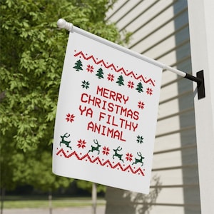 Funny Merry Christmas Flag, Filthy Animal Merry Christmas House Flag, Christmas Garden Flag, Funny Christmas Flag, Home Alone Decor Flag