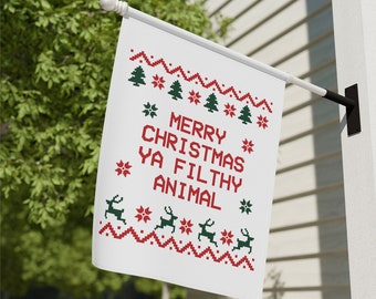 Funny Merry Christmas Flag, Filthy Animal Merry Christmas House Flag, Christmas Garden Flag, Funny Christmas Flag, Home Alone Decor Flag