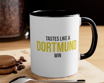 Dortmund Mug, Smakuje jak zwycięstwo Dortmundu, Dortmund Fan Mug, Piłkarski Kubek, Piłkarski Kubek, Piłkarski Prezent, Piłkarski Kubek, Dortmund Prezenty, Anglia