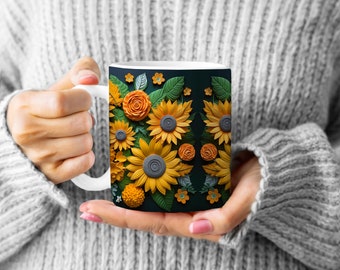 Sunflower Mug, Sunflower Coffee Cup, Sunflower Lover Gift, Flower Mug, Sunflower Cup, Summer Mug, Flower Mug Sunflower Coffee Mug, Floral