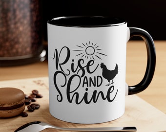 Rise and Shine Mug, Coffee Lover Gift Idea, Motivational Mug, Coffee Art Mug, Funny Quote Mug, Office Gift Mug, Rise and Shine Cup, Morning