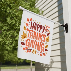 Happy Thanksgiving Flag, Thanksgiving House Flag, Thanksgiving Garden Flag, Autumn Flag, Farmhouse Decor, Thankful Flag, Turkey Decor Porch