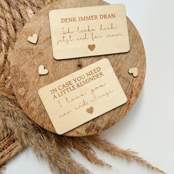 Visitenkarte aus Holz | Liebeserklärung für das Portmonee | Englisch und Deutsch | Personalisierung | Geschenk | Weihnachtsgeschenk | Paare