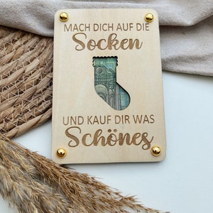 Geldgeschenk | Geldgeschenk aus Holz | Holzkarte | Geldgeschenk Wunsch | Geburtstagsgeschenk | Geldsocke | Wunscherfüller| Mitbringsel