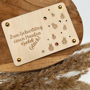 Geldgeschenk Haufen Glück | Geldgeschenk aus Holz | Holzkarte | Geldgeschenk Glück | Geburtstagsgeschenk | Mitbringsel | Marienkäfer | Geld