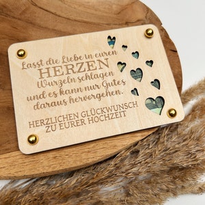 Geldgeschenk Hochzeit | Hochzeitsgeschenk | Geschenk für Hochzeit | Geldgeschenk aus Holz | Holzkarte | Geldgeschenk Wunsch | Herzen