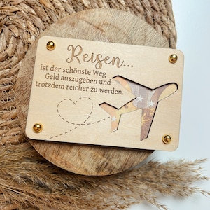 Geldgeschenk | Geldgeschenk aus Holz | Holzkarte | Geldgeschenk für Reisende | Geburtstagsgeschenk | Reisegeschenk | Reisegeld | Mitbringsel