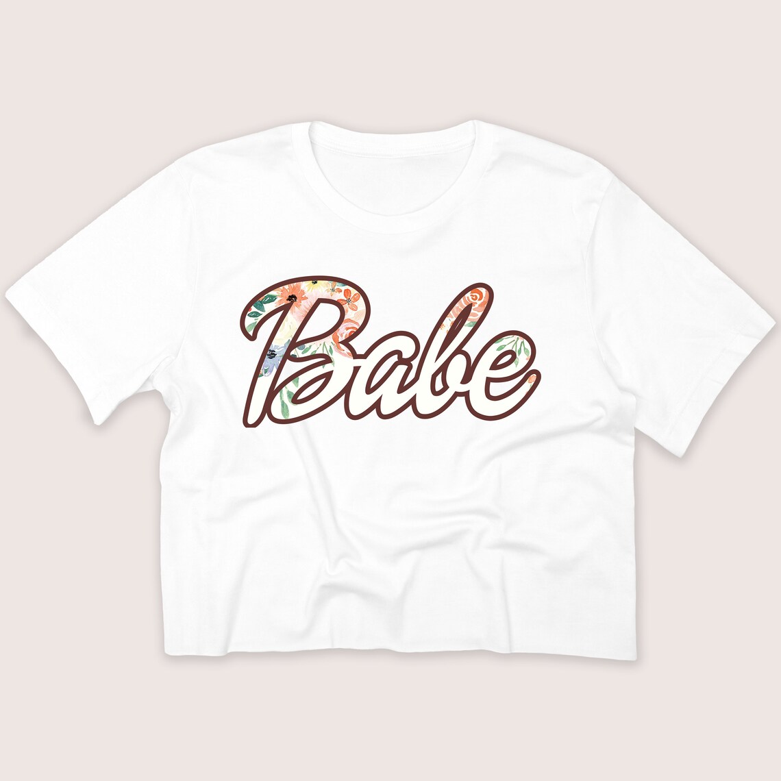 Cursive Doll Logo Babe Cropped Vintage Tee, Orange Flower, Easter ...
