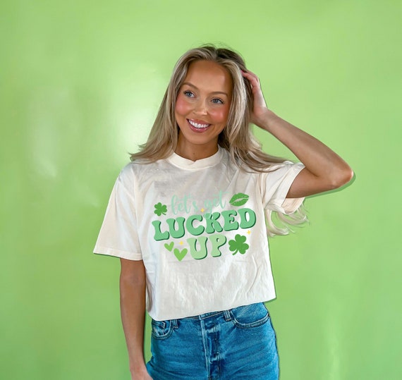 up Tee, Shirt, - Sleeve St. Short Shirt, Paddys St. Patrick\'s Vintage Day St Cropped Let\'s Tee up Day Shirt, Lucked Paddy\'s Get Lucked Vintage Etsy