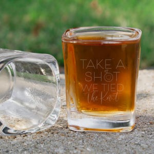Shot Glass Pack, Take a Shot We Tied the Knot, Pack of Shot Glasses, Wedding Shot Glasses, Laser Engraved Shot Glasses, Bridal Party Gift