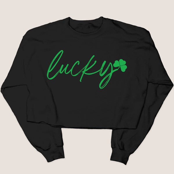 Lucky Shamrock Cropped Crewneck Sweatshirt, St Paddys Day Cropped Crewneck, St Patricks Day Crewneck, Cropped Sweatshirt, Shamrock, Lucky