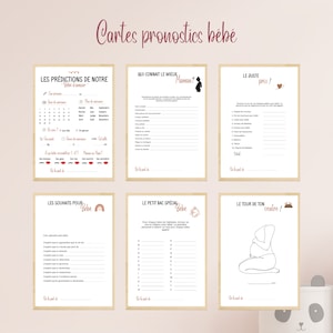 Lot de 6 Jeux Baby shower à imprimer I Cartes de pronostics bébé I Cadeaux I Naissance | Gender Reveal