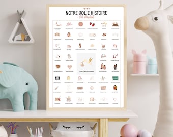 Affiche les dates de ma grossesse | Affiche de grossesse à remplir ou à tamponner | Idée cadeau futures mamans | Babyshower