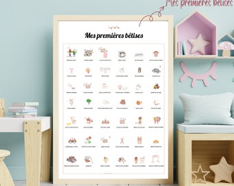 Affiche mes premières bêtises | Affiche à tamponner | Affiche dates bébé | Premières fois bébé | Décoration chambre bébé | Affiche rigolote