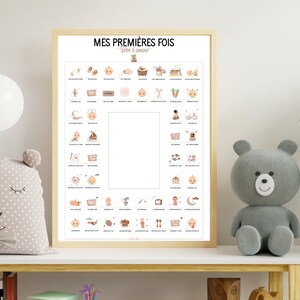 Poster my first times photo version Poster to stamp Baby dates poster Baby's first times Baby room decoration Ourson