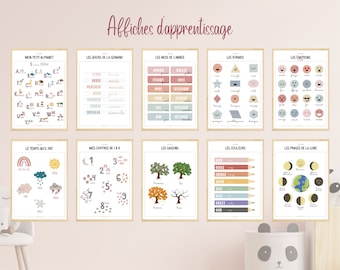 LOT 10 Affiches d'apprentissage en français | Personnalisables I Fiches pédagogiques à imprimer | Posters d'apprentissage
