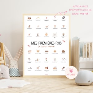 „Meine ersten Male als Supermama“ Poster | Werdende Mama Poster l Geschenkidee für junge Mamas l Posterhalter l Bedruckbares Poster