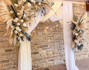 Boho wedding arch flowers, Dried flower backdrop, Pampas ceremony arch set