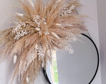 Pampas mirror flowers, logo flowers, neutral flower decor, artificial flowers, salon decor, wedding arch flowers, dried flower arrangement