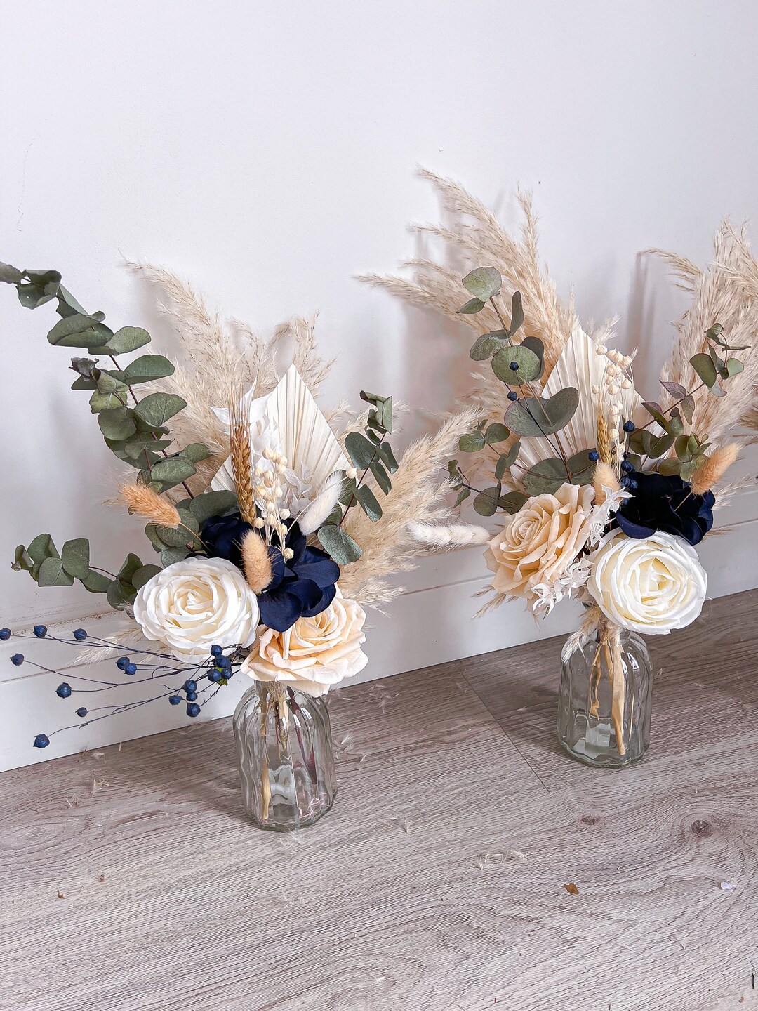 Pampas Vase Arrangement, Dried Flower Arrangement, Artificial Flowers ...