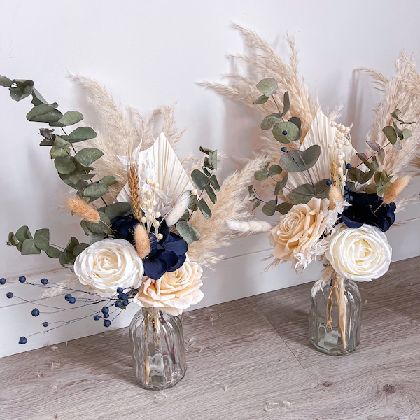 Pampas vase arrangement, dried flower arrangement, artificial flowers vase, small wedding centrepiece, gift for her, mothers day gift