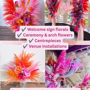 Disco Ball Bride Bouquet: Hot Pink & Orange Dried Flowers, Boho Wedding image 2