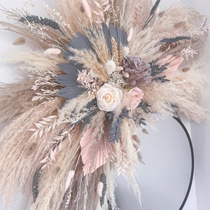 Pampas mirror flowers, Pampas logo flowers, Pampas mirror display, Pink & grey mirror flowers, wedding arch flowers, Dried flowers image 1