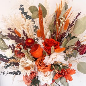 Autumnal burnt orange bride bouquet, dried flower bouquet, wedding flowers, artificial flowers, eucalyptus bouquet,